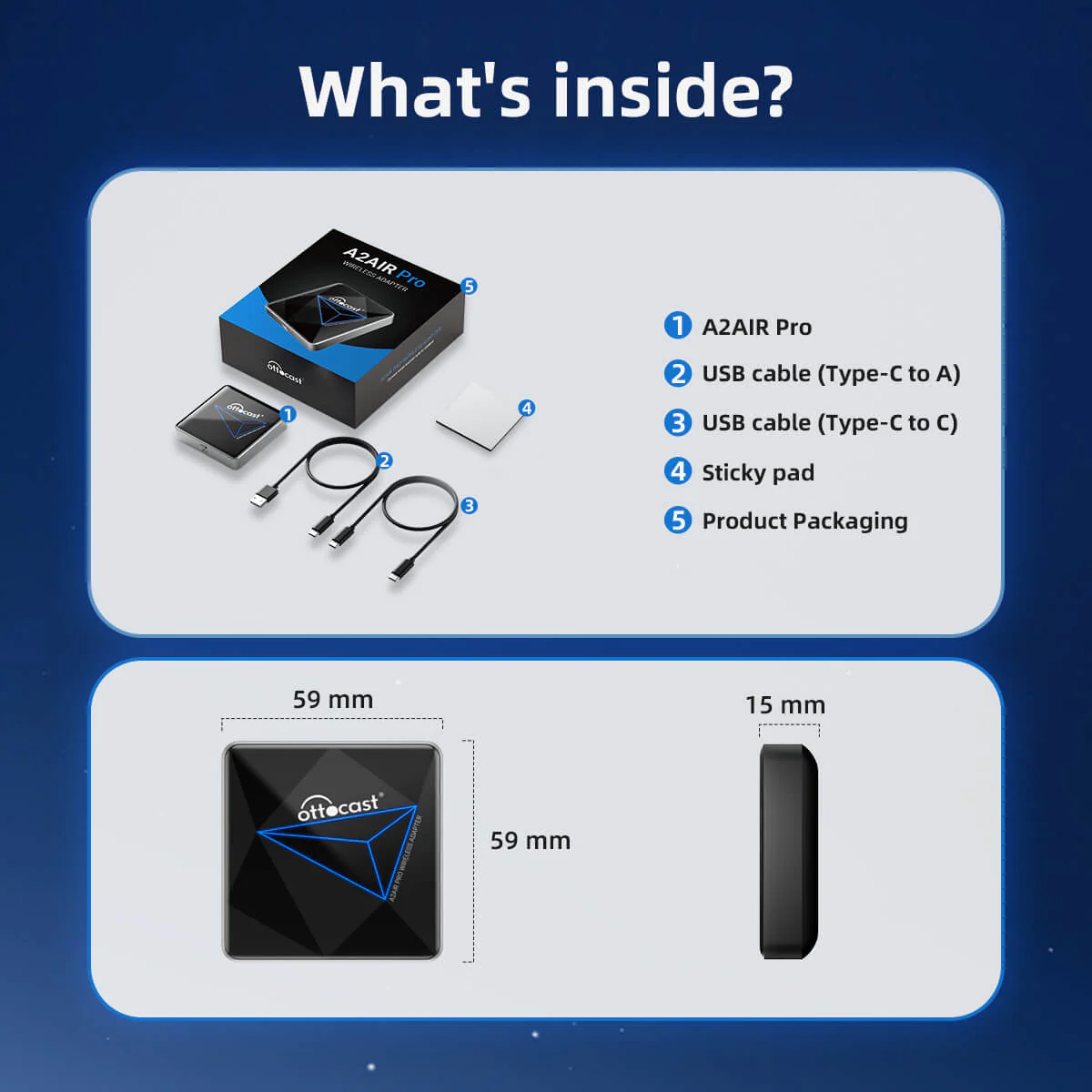 OTTOCAST®A2Air Pro Adattatore Android Auto Wireless - Image 9