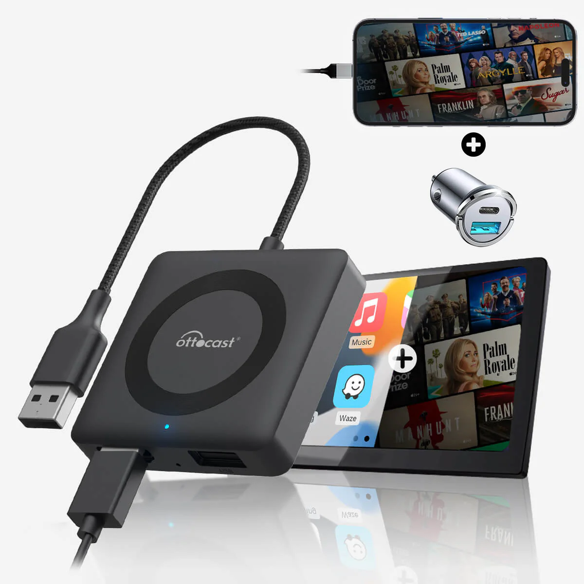 OTTOCAST®Car TV Mate Max IV Universale: CarPlay Wireless e Android Auto con contenuti multimediali HDMI - Image 3