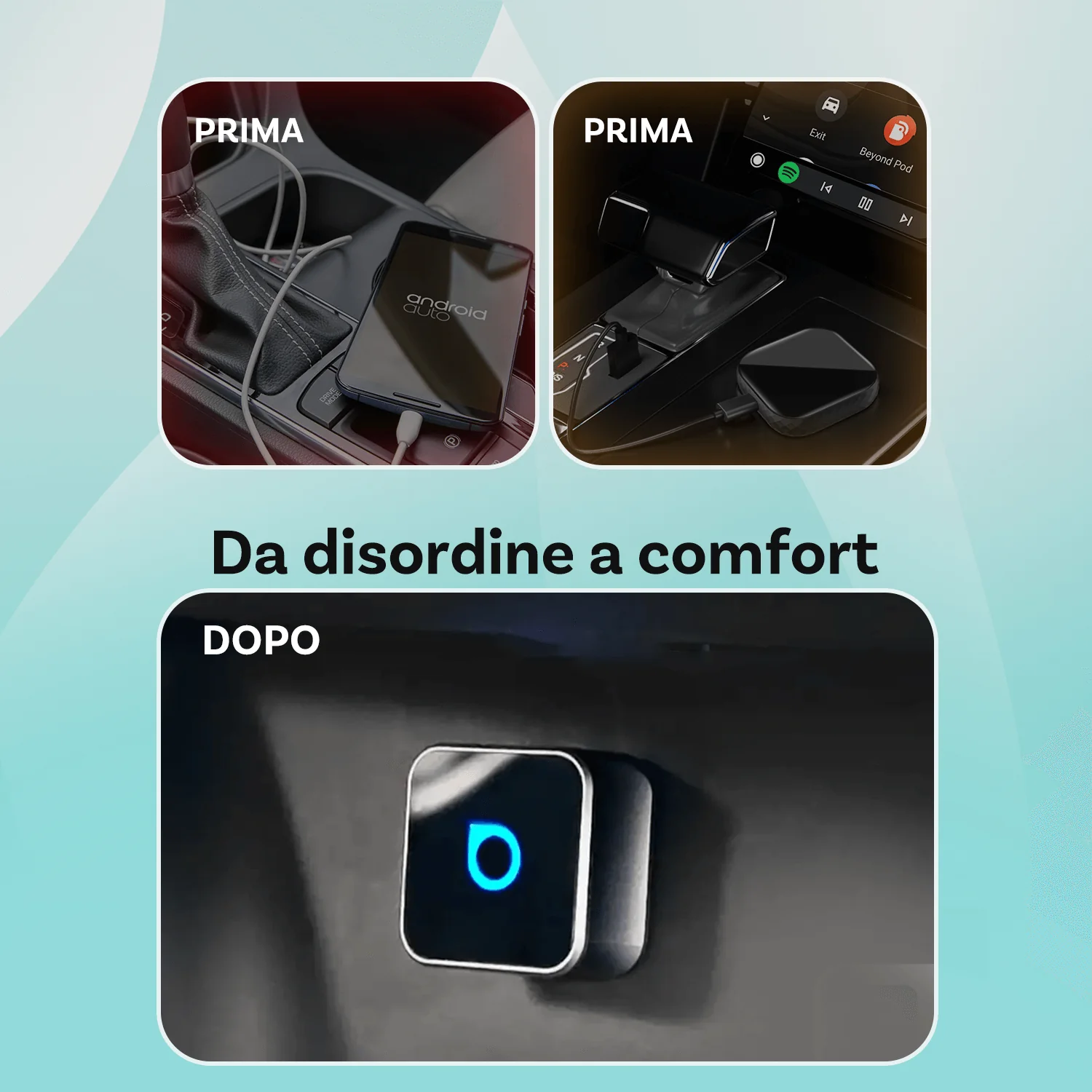 Ottocast® Mini Cube 3.0 Adattatore Wireless per CarPlay e Android Auto - Image 9