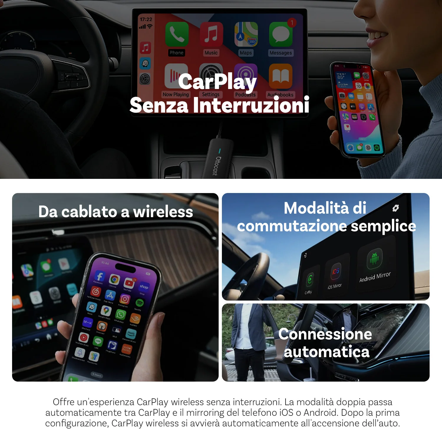 Ottocast® Mirror Touch Adattatore Wireless CarPlay - Image 10
