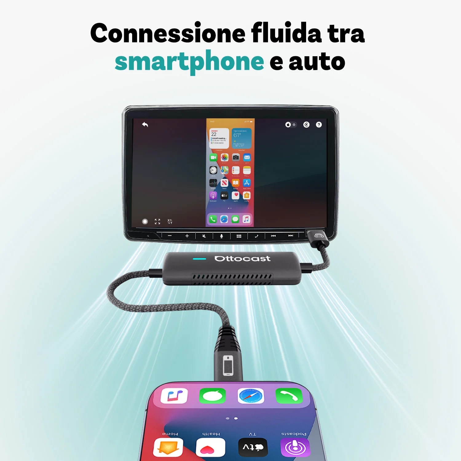 Ottocast® Mirror Touch Adattatore Wireless CarPlay - Image 3
