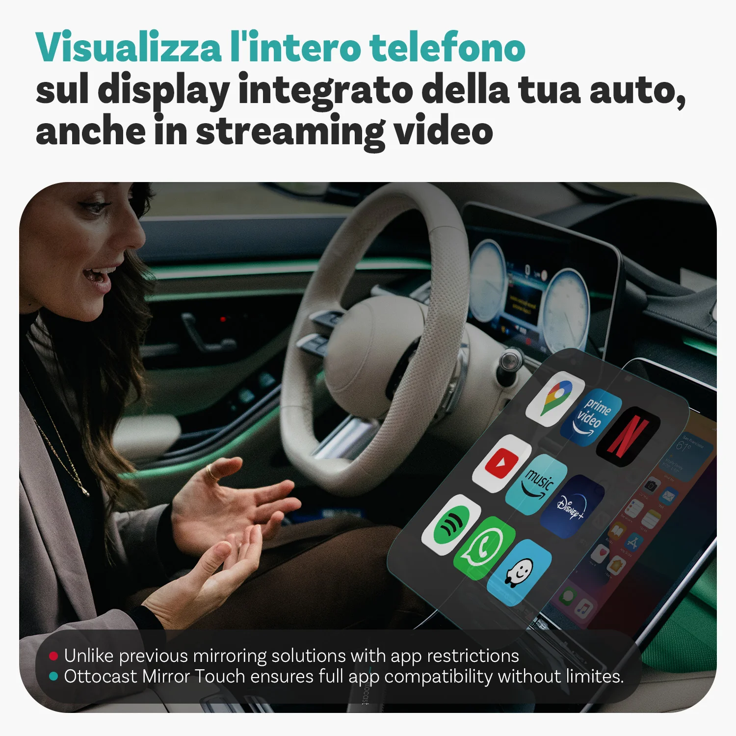 Ottocast® Mirror Touch Adattatore Wireless CarPlay - Image 6