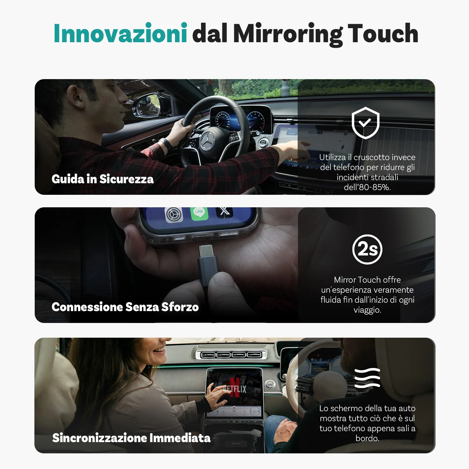 Ottocast® Mirror Touch Adattatore Wireless CarPlay - Image 8
