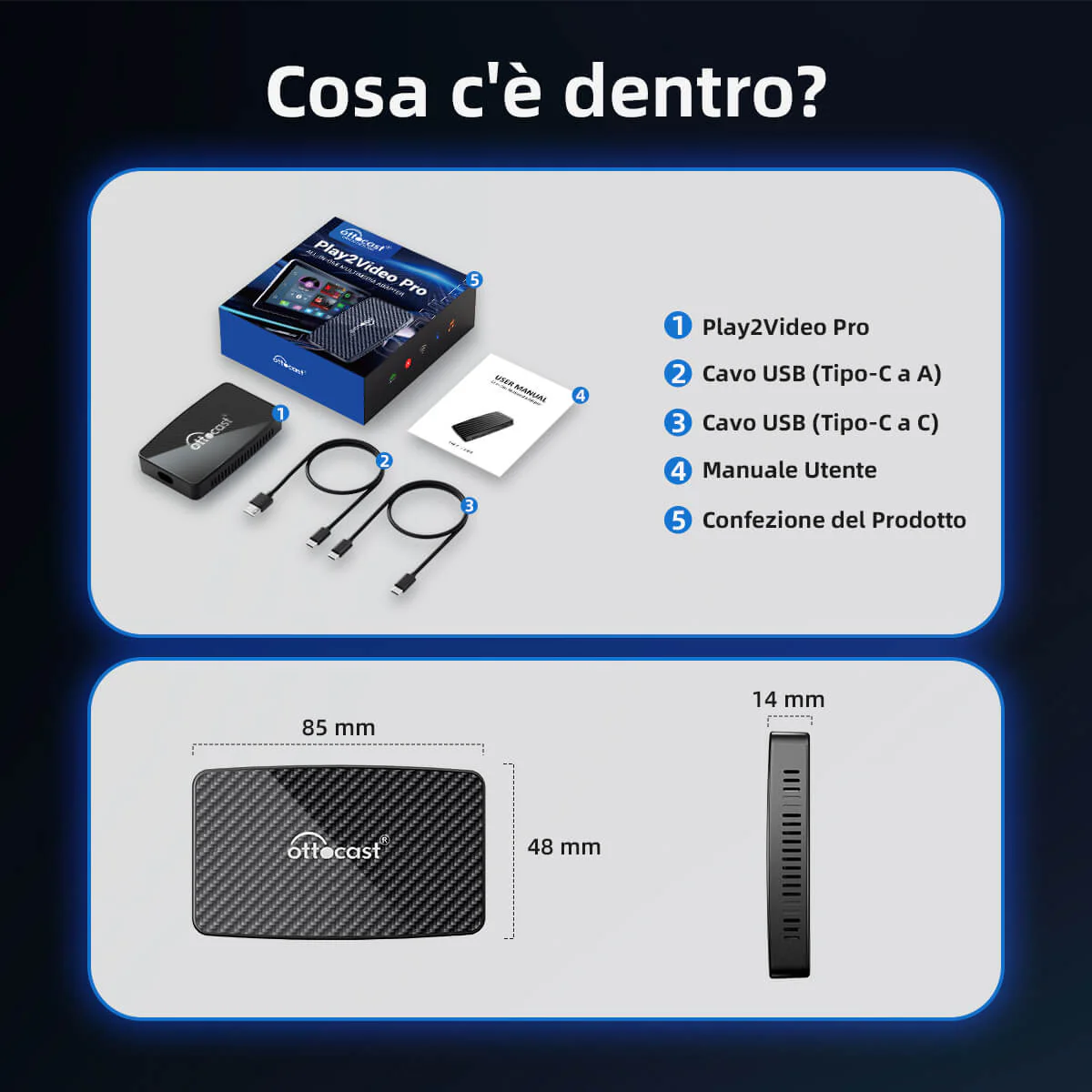 OTTOCAST® Play2Video Pro Adattatore 3 in 1 con YouTube e Netflix - Image 11