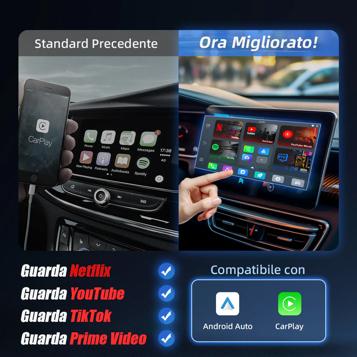 OTTOCAST® Play2Video Pro Adattatore 3 in 1 con YouTube e Netflix - Image 5