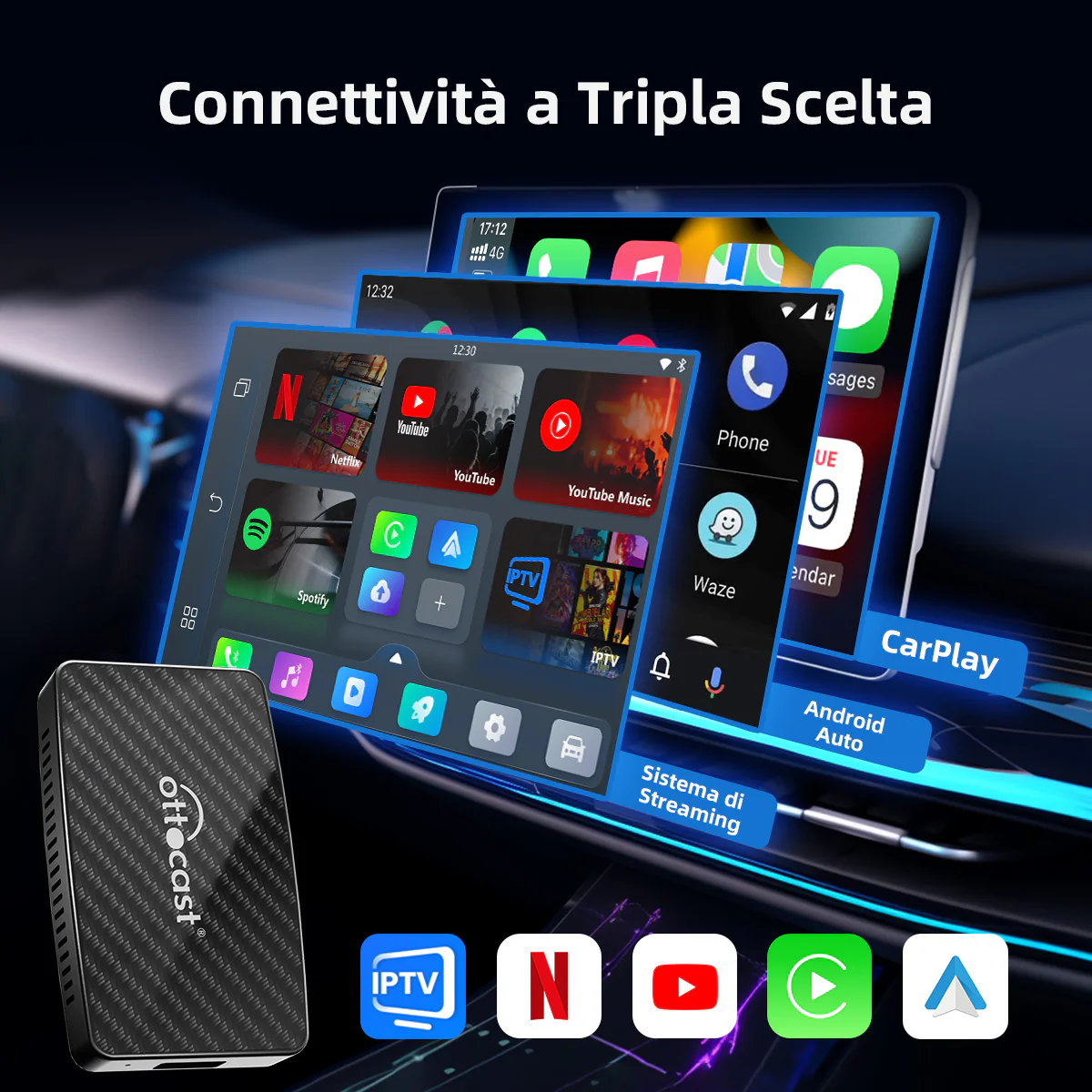 OTTOCAST® Play2Video Pro Adattatore 3 in 1 con YouTube e Netflix - Image 3