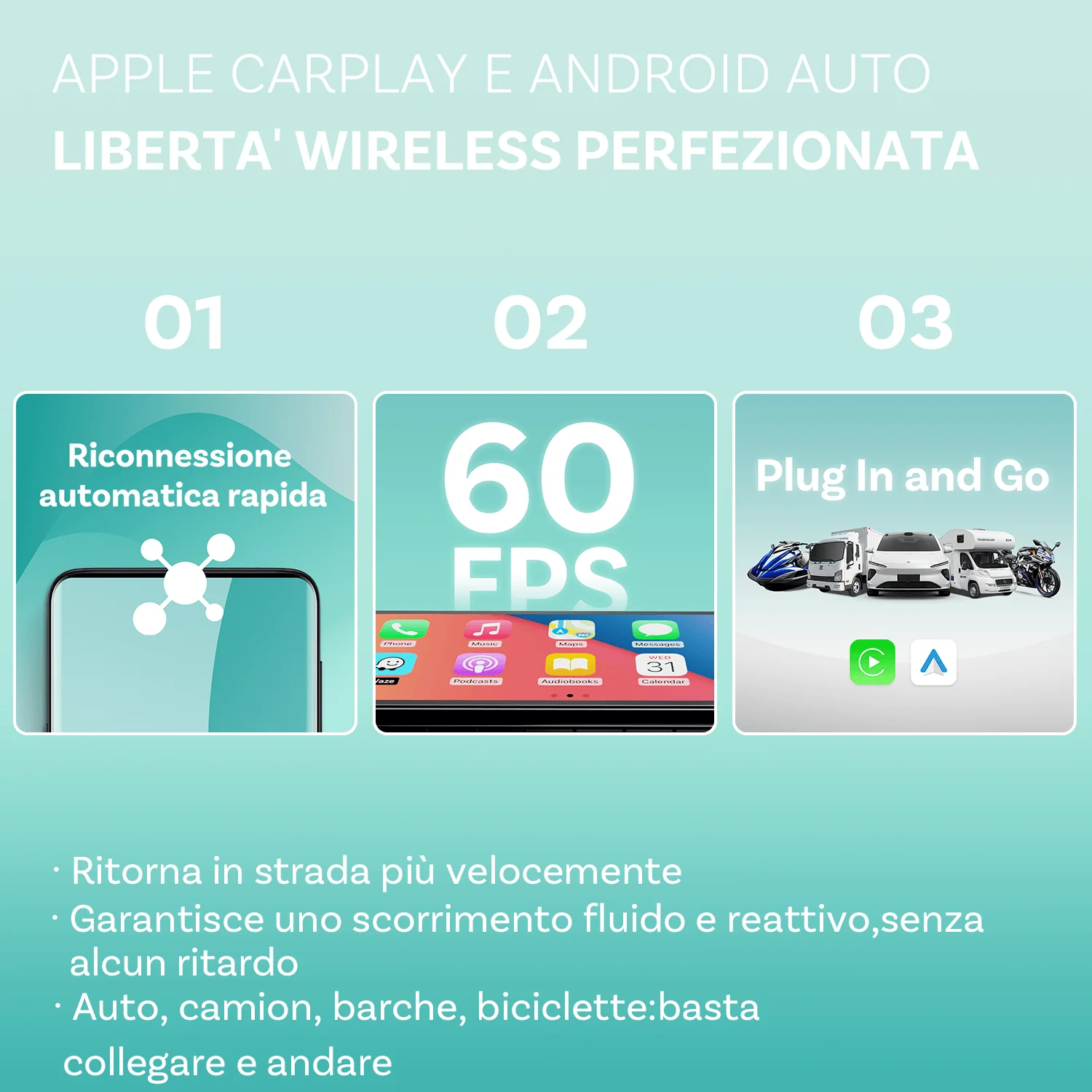 Ottocast® Screen Flow CarPlay e Android Auto Wireless Schermo - Image 3