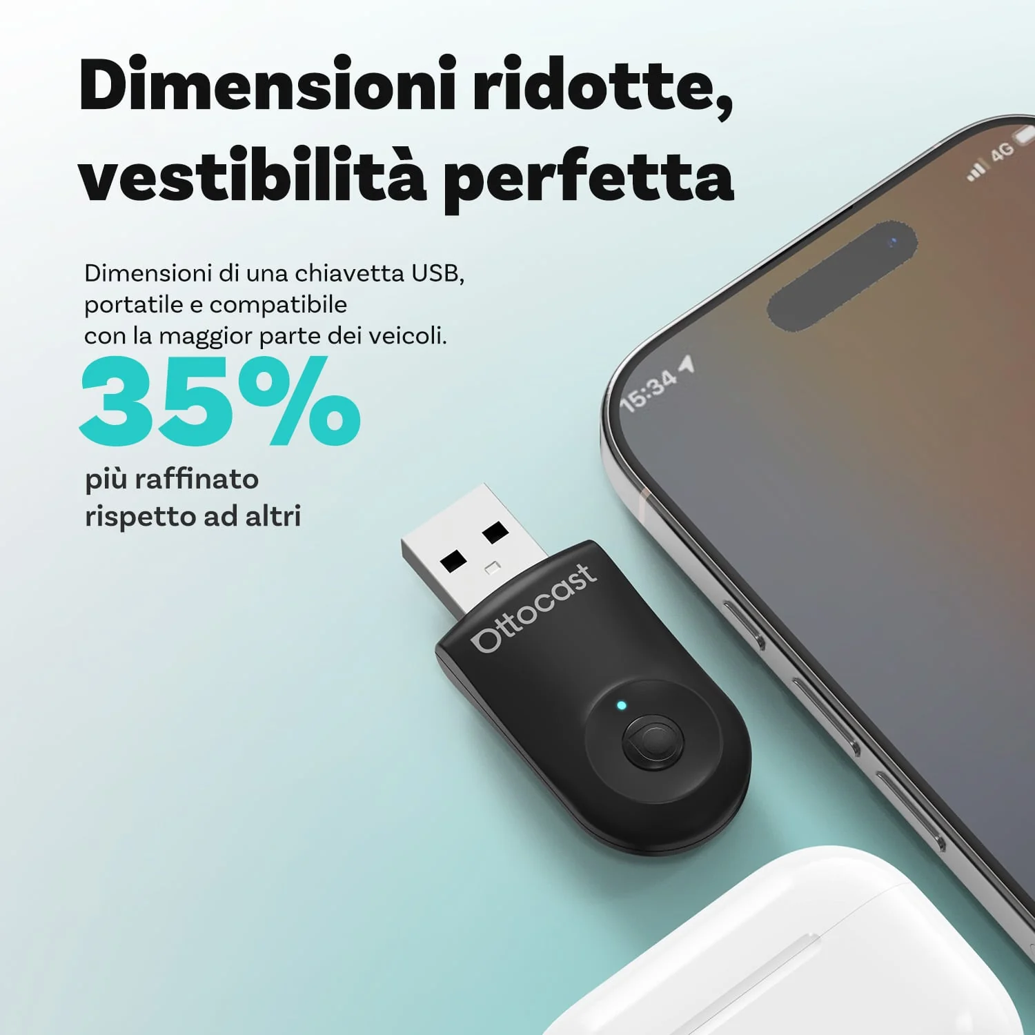 OTTOCAST®2025 Mini Adattatore Wireless CarPlay/Android Auto - Image 4
