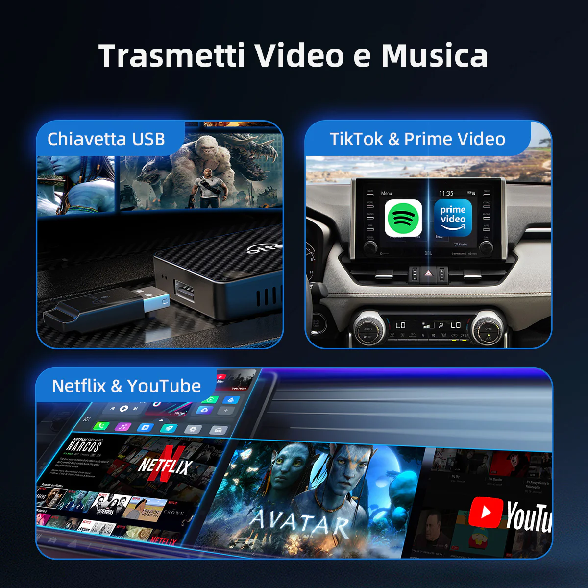 OTTOCAST® Play2Video Pro Adattatore 3 in 1 con YouTube e Netflix - Image 8
