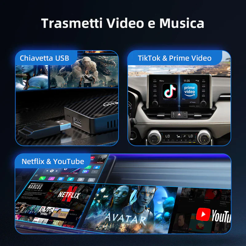 Play2Video Pro | Netflix, YouTube, Prime Video e Adattatore Wireless CarPlay Android Auto - Image 5